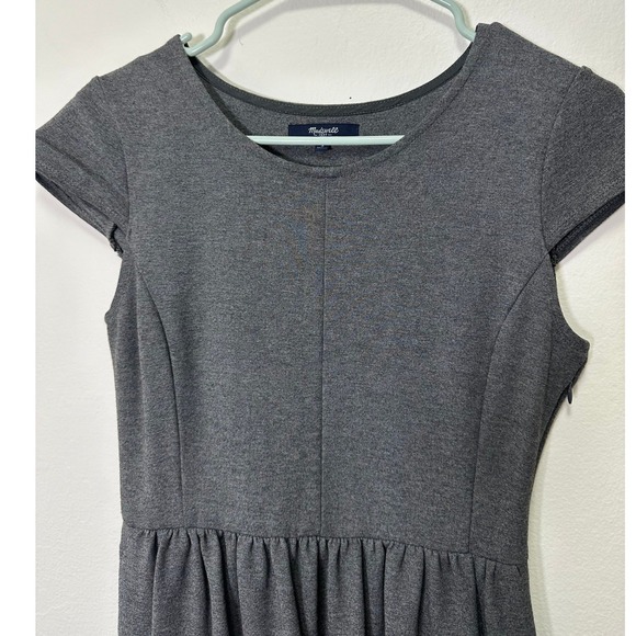 Madewell 1937 Women's Dark Gray Cap Sleeve Fit and Flare Dress Size S, Pockets - Picture 3 of 8